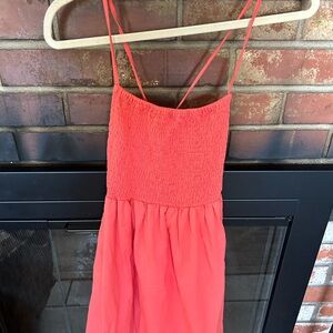 Faithfull the Brand - Coral Strappy Mini Dress; lined with pockets.  NWOT